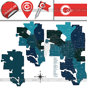 Map of Calgary with Neighborhoods - vector EPS clipart