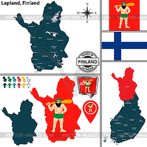 Map of Lapland, Finland - vector clip art