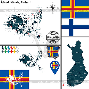 Карта Аландских островов, Финляндия - иллюстрация в векторном формате