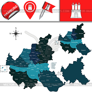 Карта Гамбурга, Германия - рисунок в векторном формате