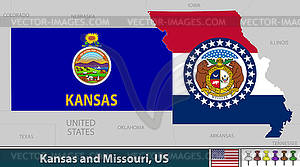 Канзас и Миссури, США - векторное изображение