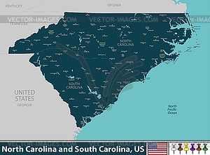 North Carolina and South Carolina, United States - vector clipart