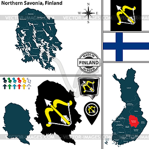 Map of Northern Savonia, Finland - vector clipart