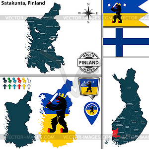 Map of Satakunta, Finland - vector image