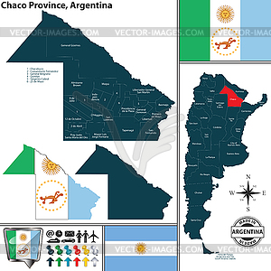 Карта провинции Чако, Аргентина - клипарт в векторном формате