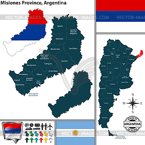 Map of Misiones Province, Argentina - vector clip art