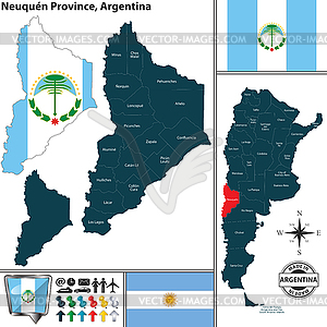 Map of Neuquen Province, Argentina - vector clipart