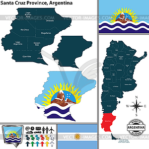 Карта провинции Санта-Крус, Аргентина - изображение векторного клипарта