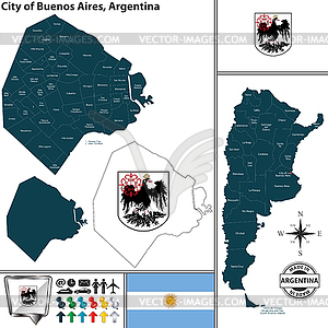 Город Буэнос-Айрес, Аргентина - векторное изображение EPS