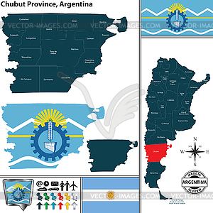 Map of Chubut Province, Argentina - vector image