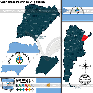 Карта провинции Корриентес, Аргентина - иллюстрация в векторе
