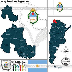 Map of Jujuy Province, Argentina - vector image