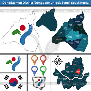 Dongdaemun District, Seoul City, South Korea - royalty-free vector clipart