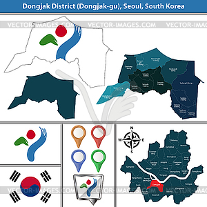 Dongjak District, Сеул, Южная Корея - стоковое векторное изображение