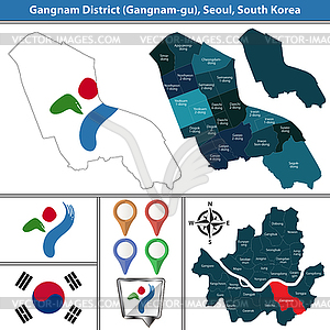 Gangnam District, Seoul City, South Korea - vector clip art