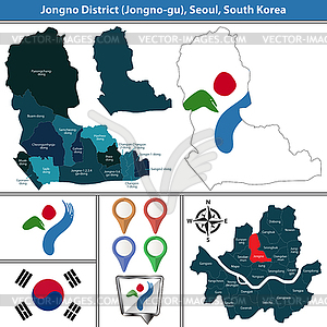 Jongno District, Сеул, Южная Корея - клипарт в векторе / векторное изображение