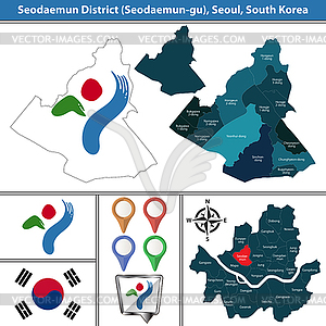 Seodaemun District, Seoul City, South Korea - vector clip art