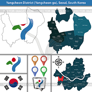 Yangcheon District, Seoul City, South Korea - vector clipart