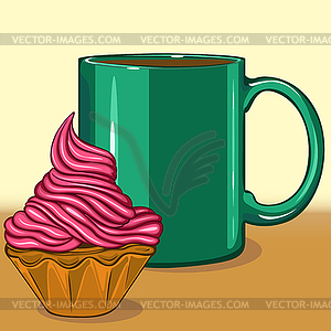 Cupcake with Coffee - vector clipart