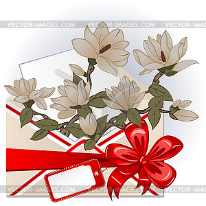 Envelope With Magnolias - vector image