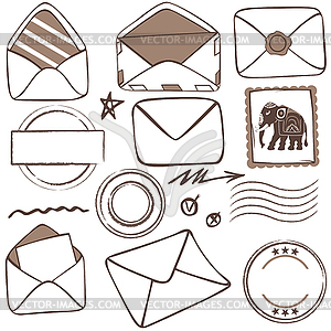 Of of mailing icons - vector image