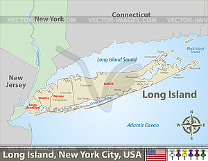 Map of Long Island - vector clipart