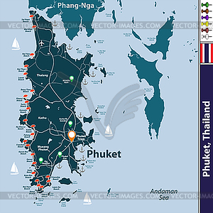 Map of Phuket Province, Thailand - vector clipart