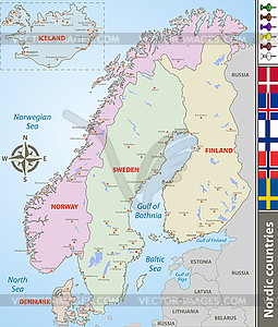 Map of Nordic countries - vector clipart