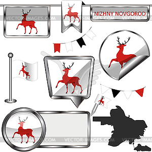 Глянцевые иконки с флагом Нижнего Новгорода - иллюстрация в векторном формате