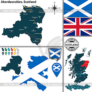 Map of Aberdeenshire, Scotland - vector clipart