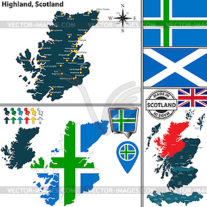 Map of Highland, Scotland - vector clipart / vector image