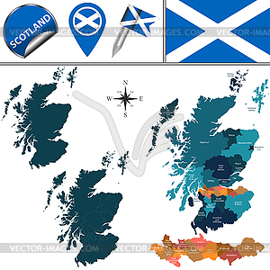 Map of Scotland with Districts - vector image