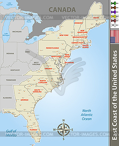 East Coast of United States - vector image