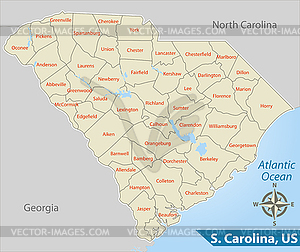 Map of state South Carolina, USA - vector clipart