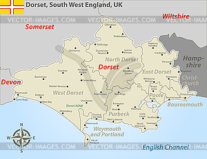 Dorset, South West England, UK - vector image