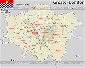 Map of Greater London, UK - vector clip art