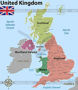 Map of United Kingdom with Counties - vector image