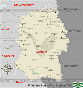 Wiltshire, South West England, UK - vector image