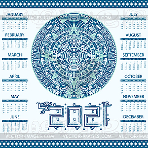 Aztec calendar 2021 - color vector clipart