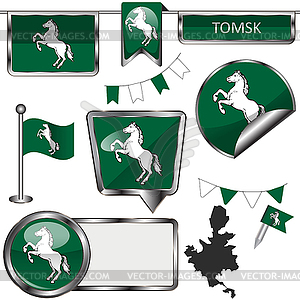 Flag of Tomsk, Russia - vector clipart