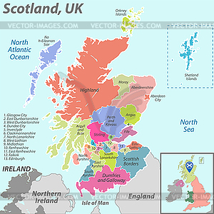 Map of Scotland with Districts - vector clipart