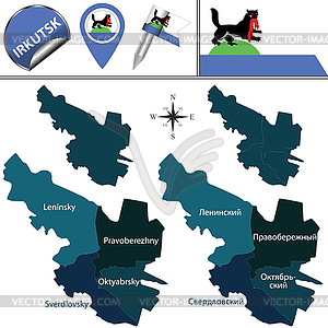 Map of Irkutsk, Russia - vector clipart