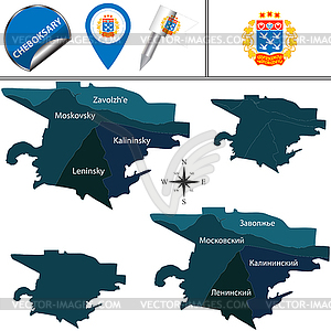 Карта Чебоксар, Россия - векторное изображение клипарта