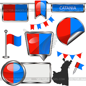 Flag of Catania, Italy - vector clipart