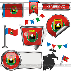 Flag of Kemerovo, Russia - color vector clipart