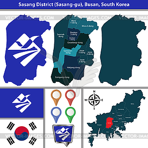 Sasang District, Busan City, South Korea - vector clipart