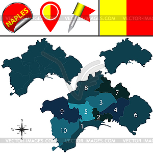 Map of Naples, Italy with Subdivisions - royalty-free vector clipart