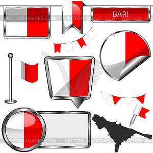 Flag of Bari, Italy - vector clipart