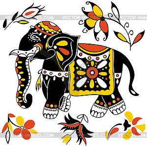 Праздничный индийский слон - векторный дизайн