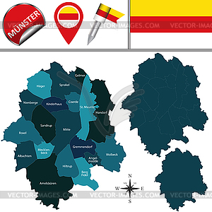 Map of Munster, Germany - vector clip art